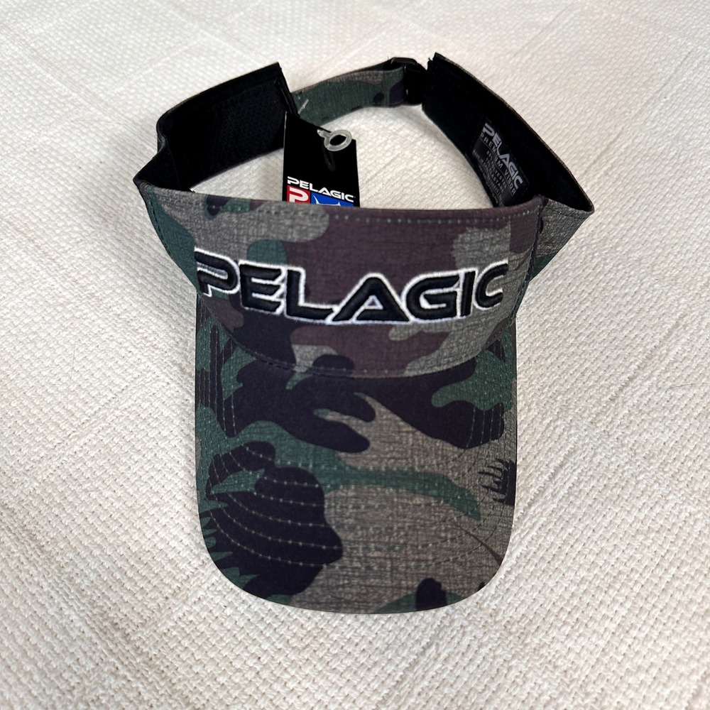 Pelagic Performance Visor Fish Camo Green Adjustable Fishing Hat NWT Gorpcore